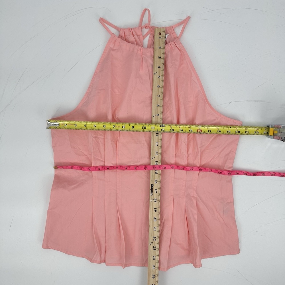 Banana Republic Pink Cotton Poplin Halter Top Sz 18 Minimalist Summer Blouse - Picture 6 of 11